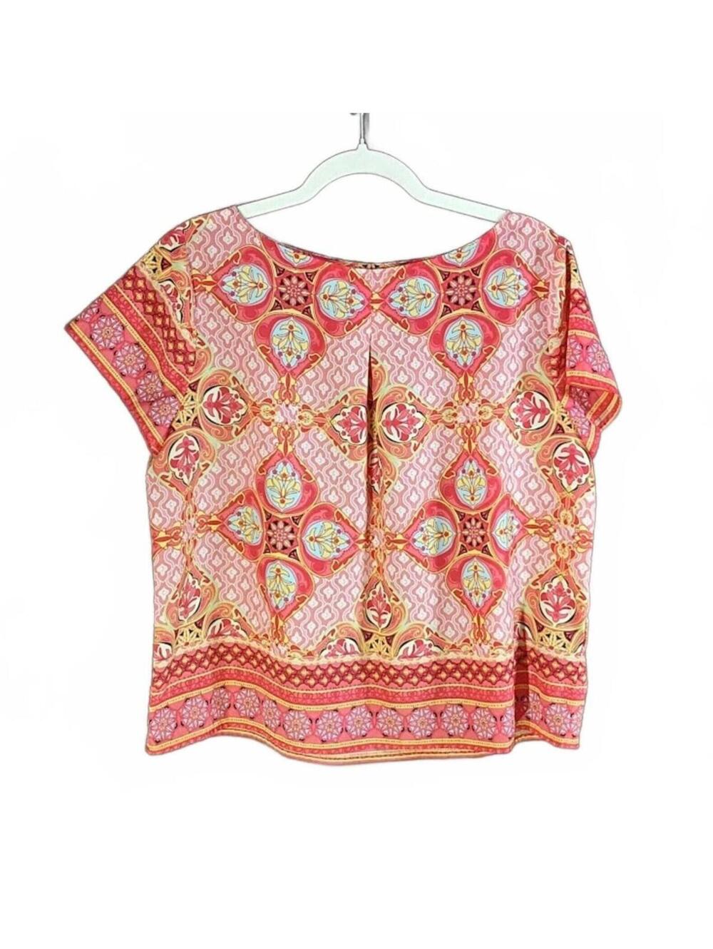 Rafaella Pink Patterned Top Petite Size Large